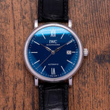 Buy Shop IWC Portofino '150 Years Edition' Automatic Blue Dial Black Leather Strap Watch for Men - IW356518 USA Online