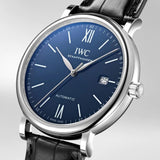 Buy Shop IWC Portofino '150 Years Edition' Automatic Blue Dial Black Leather Strap Watch for Men - IW356518 USA Online