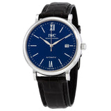 Buy Shop IWC Portofino '150 Years Edition' Automatic Blue Dial Black Leather Strap Watch for Men - IW356518 USA Online
