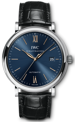 Buy Shop IWC Portofino '150 Years Edition' Automatic Blue Dial Black Leather Strap Watch for Men - IW356518 USA Online