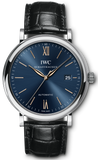 Buy Shop IWC Portofino '150 Years Edition' Automatic Blue Dial Black Leather Strap Watch for Men - IW356518 USA Online