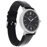 Buy Shop IWC Portofino Automatic Black Dial Black Leather Strap Watch for Men - IW356502 USA Online