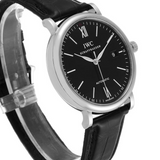 Buy Shop IWC Portofino Automatic Black Dial Black Leather Strap Watch for Men - IW356502 USA Online