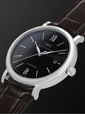 Buy Shop IWC Portofino Automatic Black Dial Black Leather Strap Watch for Men - IW356502 USA Online