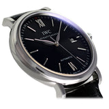 Buy Shop IWC Portofino Automatic Black Dial Black Leather Strap Watch for Men - IW356502 USA Online