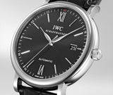Buy Shop IWC Portofino Automatic Black Dial Black Leather Strap Watch for Men - IW356502 USA Online