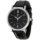 Buy Shop IWC Portofino Automatic Black Dial Black Leather Strap Watch for Men - IW356502 USA Online