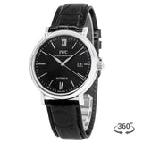 Buy Shop IWC Portofino Automatic Black Dial Black Leather Strap Watch for Men - IW356502 USA Online