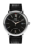 Buy Shop IWC Portofino Automatic Black Dial Black Leather Strap Watch for Men - IW356502 USA Online