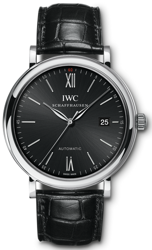 Buy Shop IWC Portofino Automatic Black Dial Black Leather Strap Watch for Men - IW356502 USA Online