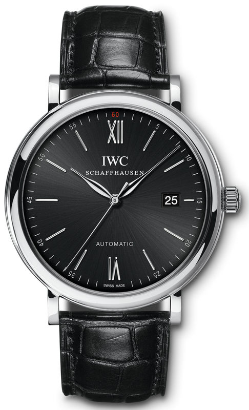 Buy Shop IWC Portofino Automatic Black Dial Black Leather Strap Watch for Men - IW356502 USA Online