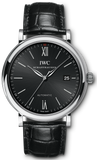 Buy Shop IWC Portofino Automatic Black Dial Black Leather Strap Watch for Men - IW356502 USA Online