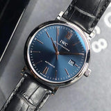 Buy Shop IWC Portofino Automatic Blue Dial Black Leather Strap Watch for Men - IW356523 USA Online