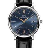 Buy Shop IWC Portofino Automatic Blue Dial Black Leather Strap Watch for Men - IW356523 USA Online
