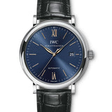 Buy Shop IWC Portofino Automatic Blue Dial Black Leather Strap Watch for Men - IW356523 USA Online