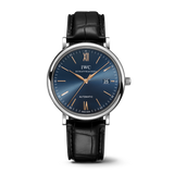 Buy Shop IWC Portofino Automatic Blue Dial Black Leather Strap Watch for Men - IW356523 USA Online