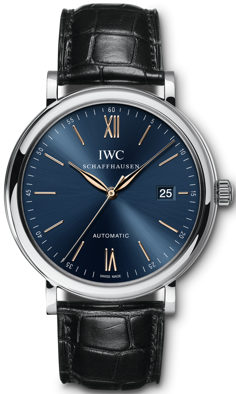 Buy Shop IWC Portofino Automatic Blue Dial Black Leather Strap Watch for Men - IW356523 USA Online