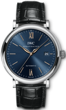Buy Shop IWC Portofino Automatic Blue Dial Black Leather Strap Watch for Men - IW356523 USA Online