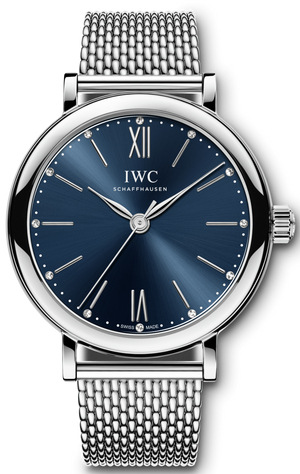 Buy Shop IWC Portofino Automatic Blue Dial Silver Mesh Bracelet Watch for Women - IW357404 USA Online