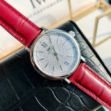 Buy Shop IWC Portofino Automatic Diamonds Silver Dial Red Leather Strap Watch for Women - IW357408 USA Online