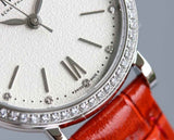 Buy Shop IWC Portofino Automatic Diamonds Silver Dial Red Leather Strap Watch for Women - IW357408 USA Online