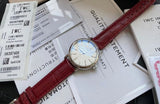 Buy Shop IWC Portofino Automatic Diamonds Silver Dial Red Leather Strap Watch for Women - IW357408 USA Online