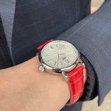Buy Shop IWC Portofino Automatic Diamonds Silver Dial Red Leather Strap Watch for Women - IW357408 USA Online