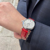 Buy Shop IWC Portofino Automatic Diamonds Silver Dial Red Leather Strap Watch for Women - IW357408 USA Online