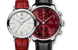 Buy Shop IWC Portofino Automatic Diamonds Silver Dial Red Leather Strap Watch for Women - IW357408 USA Online