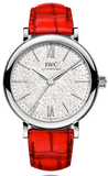 Buy Shop IWC Portofino Automatic Diamonds Silver Dial Red Leather Strap Watch for Women - IW357408 USA Online