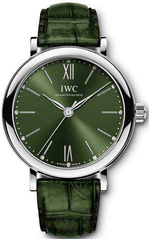 Buy Shop IWC Portofino Automatic Green Dial Green Leather Strap Watch for Women - IW357405 USA Online