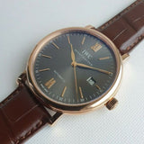 Buy Shop IWC Portofino Automatic Grey Dial Brown Leather Strap Watch for Men - IW356511 USA Online