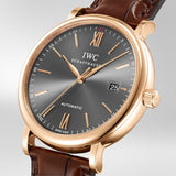 Buy Shop IWC Portofino Automatic Grey Dial Brown Leather Strap Watch for Men - IW356511 USA Online