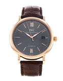 Buy Shop IWC Portofino Automatic Grey Dial Brown Leather Strap Watch for Men - IW356511 USA Online