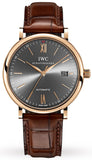 Buy Shop IWC Portofino Automatic Grey Dial Brown Leather Strap Watch for Men - IW356511 USA Online