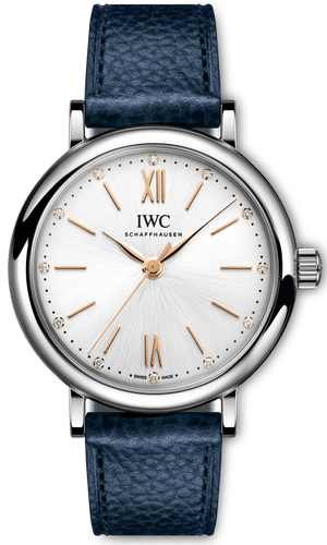 Buy Shop IWC Portofino Automatic Silver Dial Blue Leather Strap Watch for Women - IW357411 USA Online