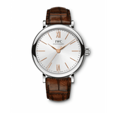 Buy Shop IWC Portofino Automatic Silver Dial Brown Leather Strap Watch for Women - IW357403 USA Online