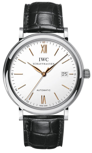 Buy Shop IWC Portofino Automatic White Dial Black Leather Strap Watch for Men - IW356517 USA Online