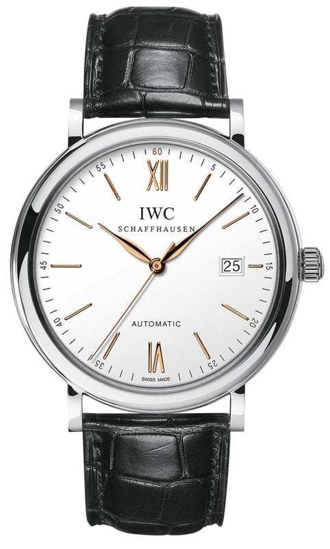 Buy Shop IWC Portofino Automatic White Dial Black Leather Strap Watch for Men - IW356517 USA Online