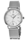 Buy Shop IWC Portofino Automatic White Dial Silver Mesh Bracelet Watch for Men - IW356505 USA Online