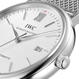 Buy Shop IWC Portofino Automatic White Dial Silver Mesh Bracelet Watch for Men - IW356505 USA Online