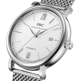 Buy Shop IWC Portofino Automatic White Dial Silver Mesh Bracelet Watch for Men - IW356505 USA Online