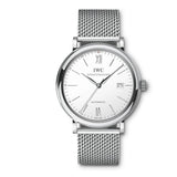 Buy Shop IWC Portofino Automatic White Dial Silver Mesh Bracelet Watch for Men - IW356505 USA Online