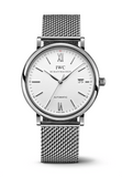 Buy Shop IWC Portofino Automatic White Dial Silver Mesh Bracelet Watch for Men - IW356505 USA Online