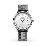 Buy Shop IWC Portofino Automatic White Dial Silver Mesh Bracelet Watch for Men - IW356505 USA Online