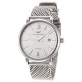 Buy Shop IWC Portofino Automatic White Dial Silver Mesh Bracelet Watch for Men - IW356505 USA Online