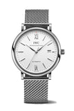 Buy Shop IWC Portofino Automatic White Dial Silver Mesh Bracelet Watch for Men - IW356505 USA Online