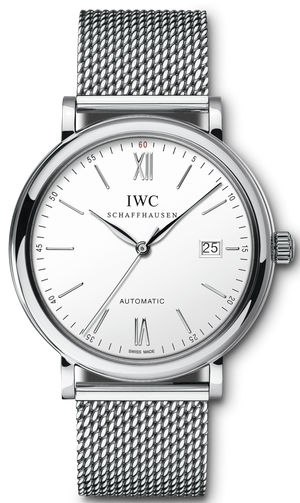 Buy Shop IWC Portofino Automatic White Dial Silver Mesh Bracelet Watch for Men - IW356505 USA Online