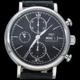 Buy Shop IWC Portofino Chronograph Black Dial Black Leather Strap Watch for Men - IW391008 USA Online