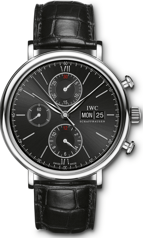 Buy Shop IWC Portofino Chronograph Black Dial Black Leather Strap Watch for Men - IW391008 USA Online